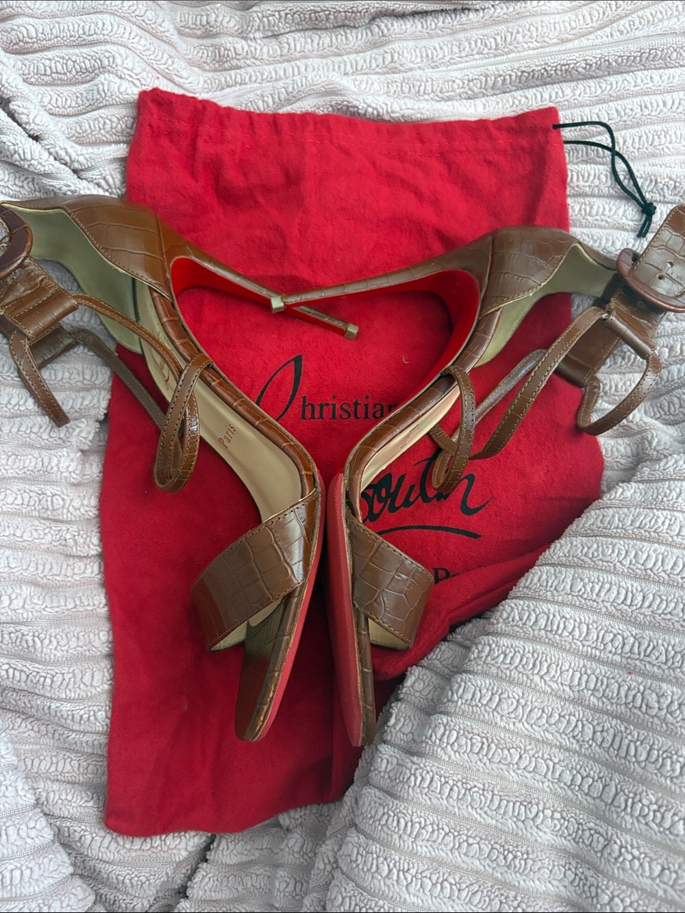 Christian Louboutin CHOCA 100 CALF NIL croc-embossed Heels 39 1/2 heels 4β. - Picture 8 of 11